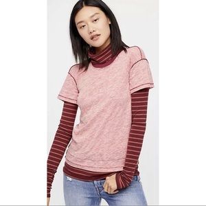 We The Free Twofer Striped Tee Top Size Small